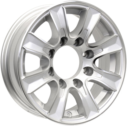 eCustomrim Aluminum Trailer Wheel 16X6 16 X 6 8 Lug Thoroughbred Silver Rim