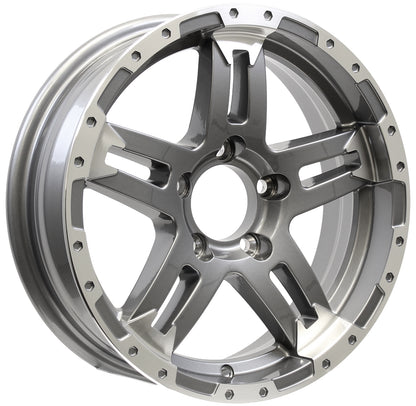 eCustomrim Aluminum Trailer Wheel 14X5.5 14" 5 Lug 4.5 Center Turismo Gun Metal