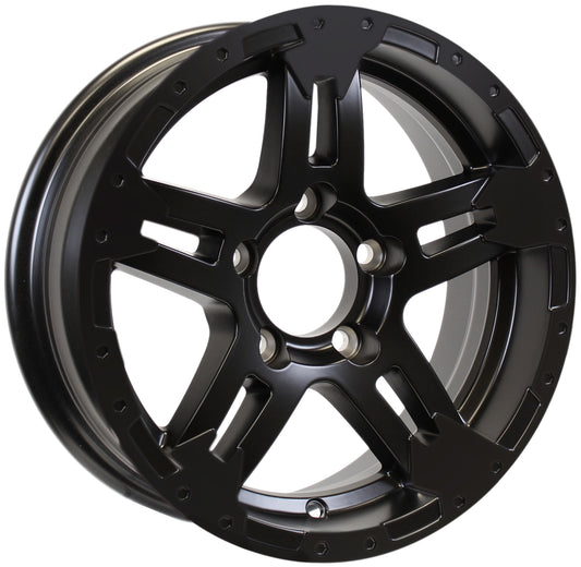 Aluminum Trailer Wheel 14X5.5 5 Lug 4.5 Center Turismo Matte Full Black Rim