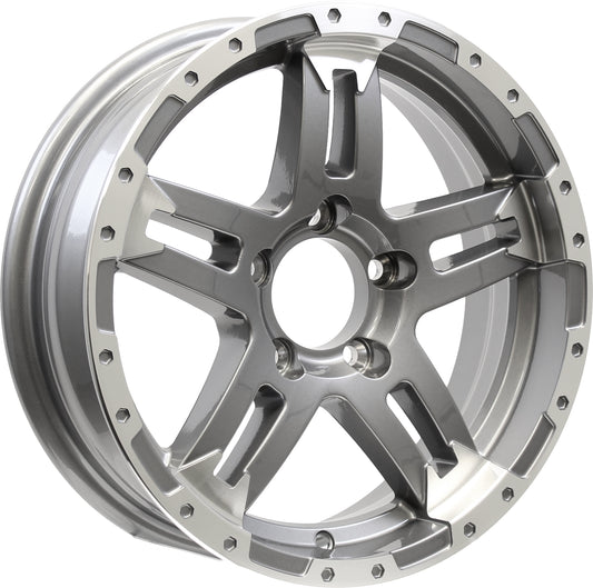 eCustomrim Aluminum Trailer Wheel 15X5 15 X 5 5 Lug 4.5 Center Turismo Gun Metal