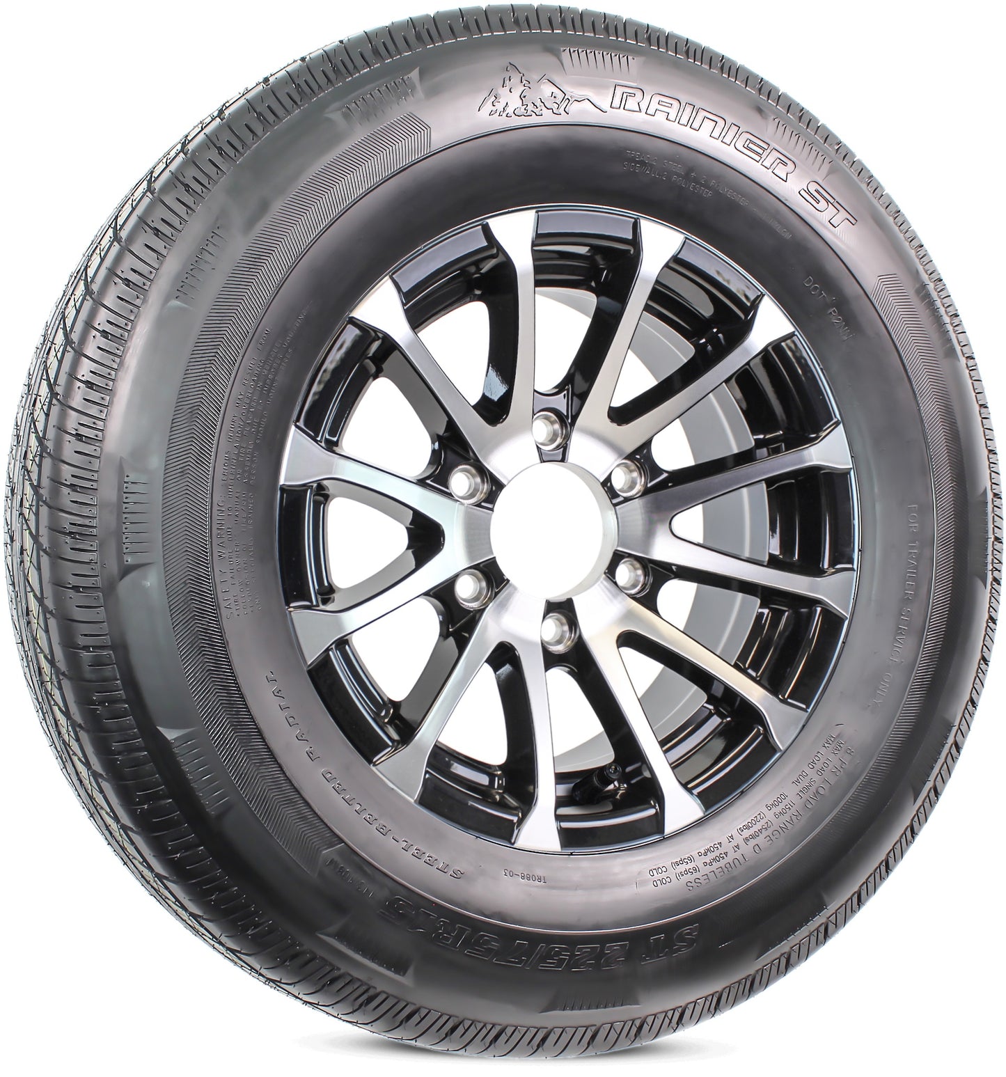 eCustomrim Radial Trailer Tire Rim ST225/75R15 LRD 6 Lug Aluminum T07 Black