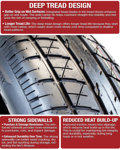 Radial Trailer Tire On Rim ST235/80R16 Load E 8 Lug Silver Modular Wheel