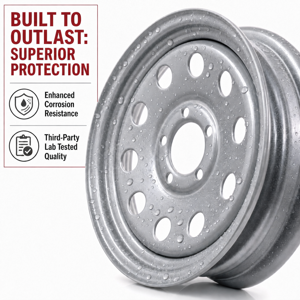Trailer Wheel Rim 15 Inch 15X5 Silver Grey Modular 5 Lug On 4.5 Inch Center