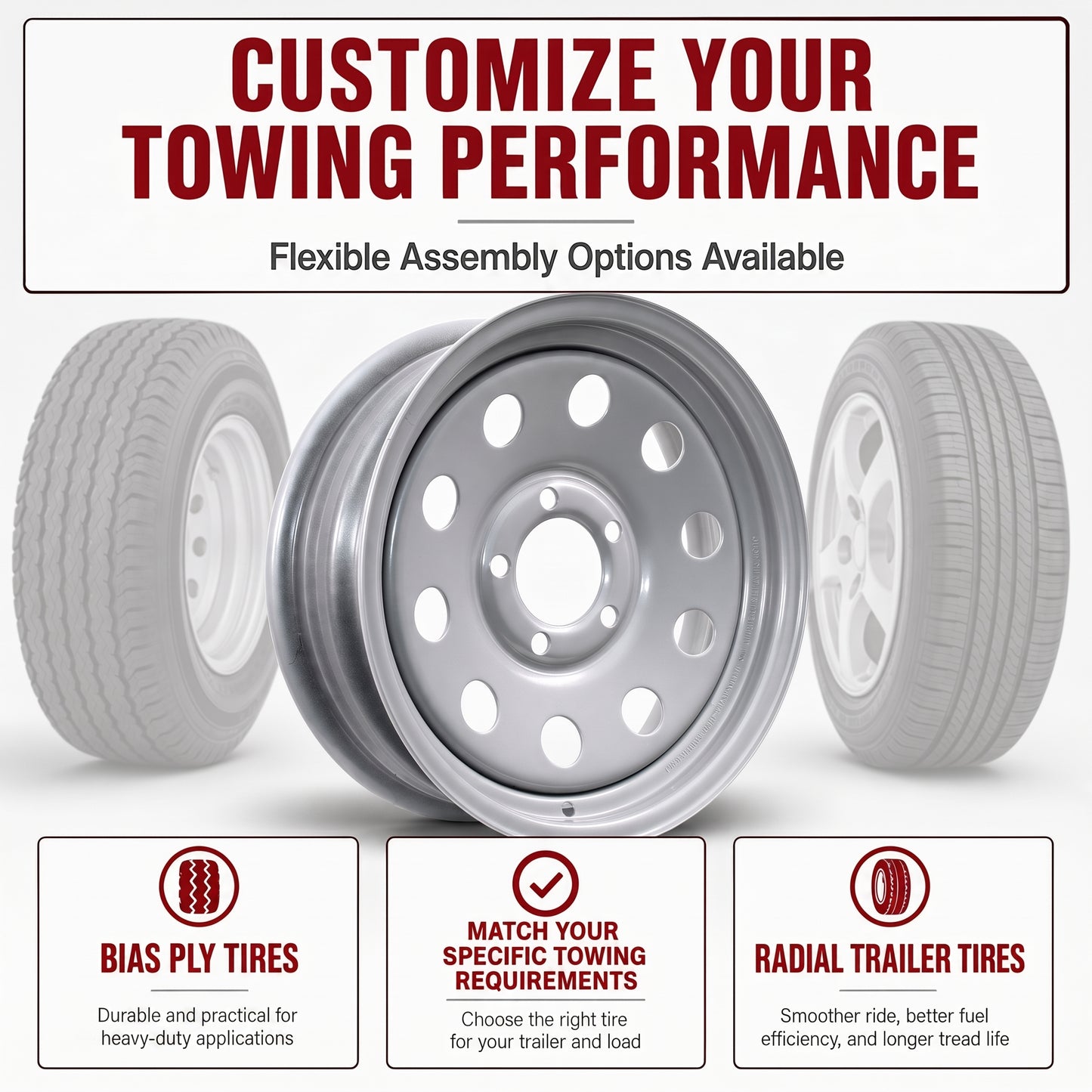 Trailer Wheel Rim 15 Inch 15X5 Silver Grey Modular 5 Lug On 4.5 Inch Center