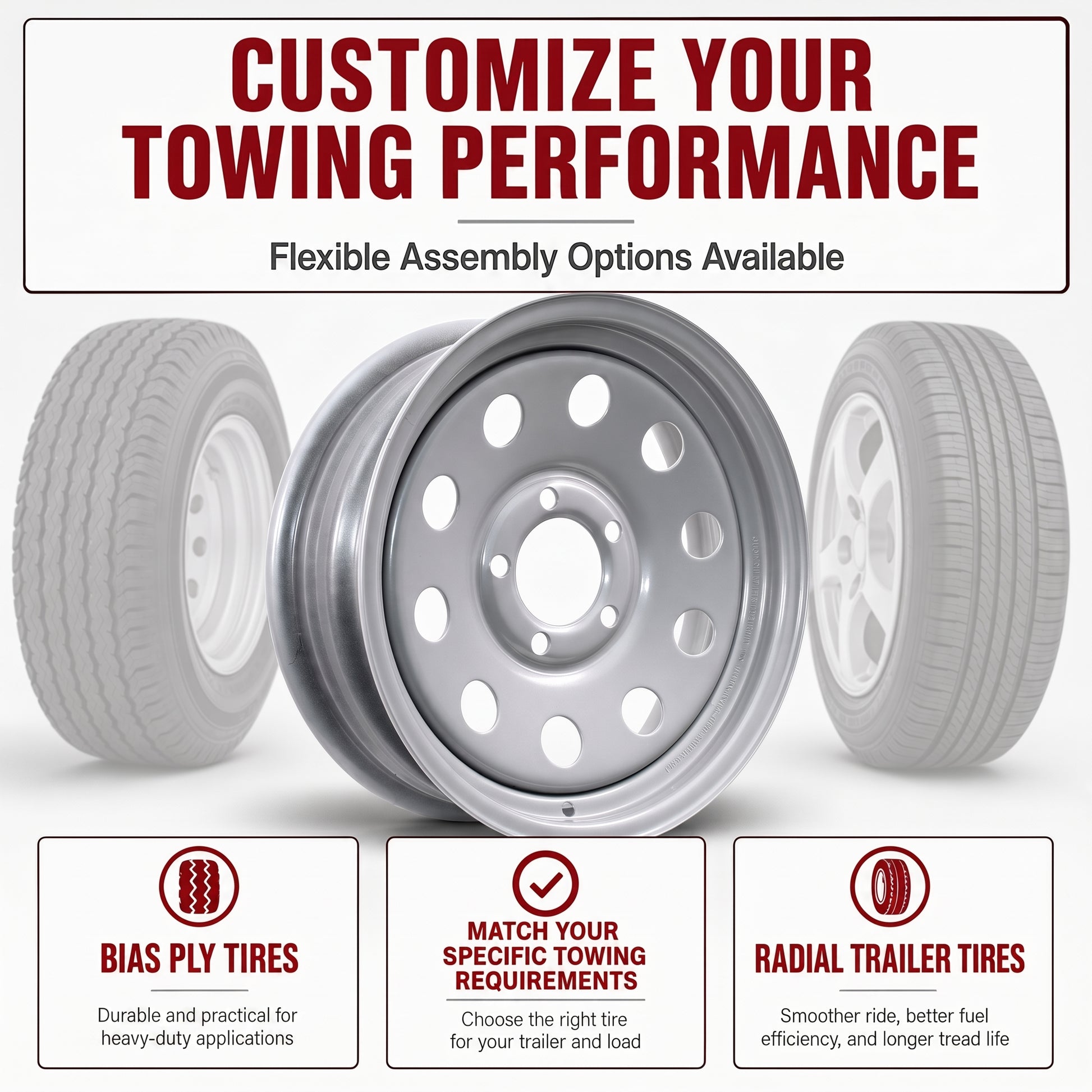 Trailer Wheel Rim 15 Inch 15X5 Silver Grey Modular 5 Lug On 4.5 Inch Center