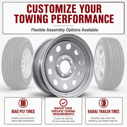 Trailer Wheel Rim 15 Inch 15X5 Silver Grey Modular 5 Lug On 4.5 Inch Center