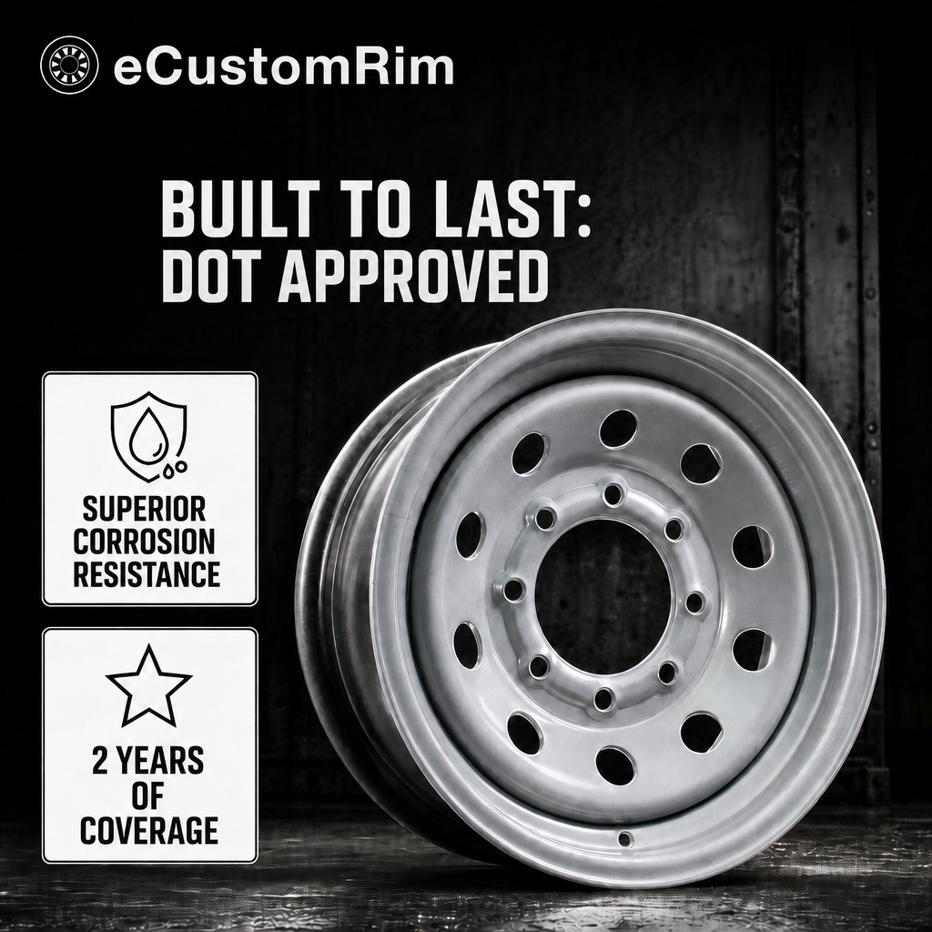 Trailer Wheel 16 Inch 16X6 8 Lug Silver Modular Equipment Trailer Rim