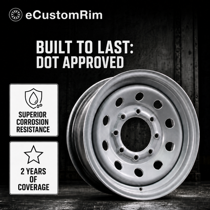 Trailer Wheel 16 Inch 16X6 8 Lug Silver Modular Equipment Trailer Rim