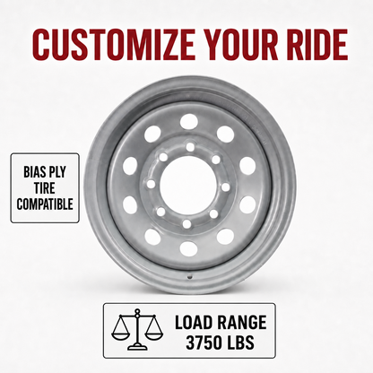 Trailer Wheel 16 Inch 16X6 8 Lug Silver Modular Equipment Trailer Rim
