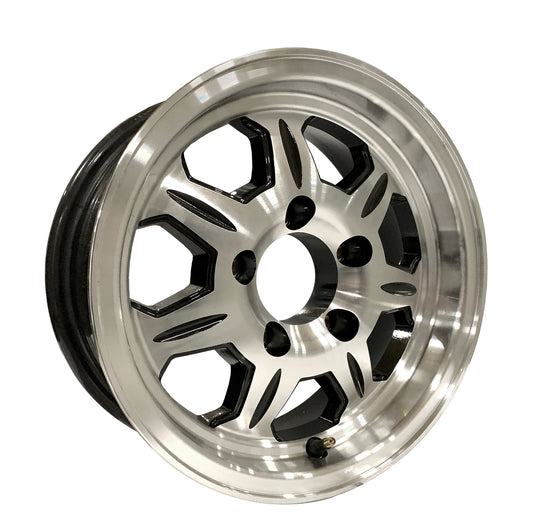 Aluminum Trailer Wheel 13X5 13 Inch Rim Black and Machined 5 Lug RLEL35545BM