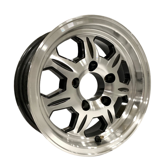 eCustomrim Aluminum Trailer Wheel 13X5 13 Inch Rim Black and Machined 5 Lug