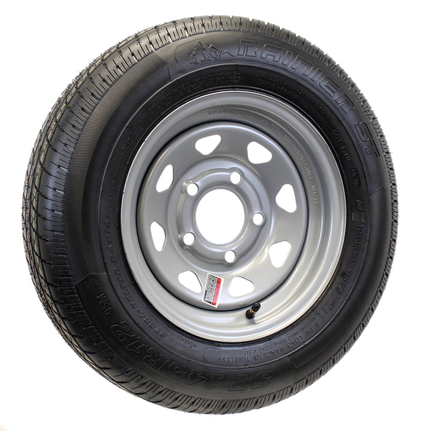 Radial Trailer Tire Rim ST145/R12 145/R12 12 Inch Load E 5 Lug Silver Wheel