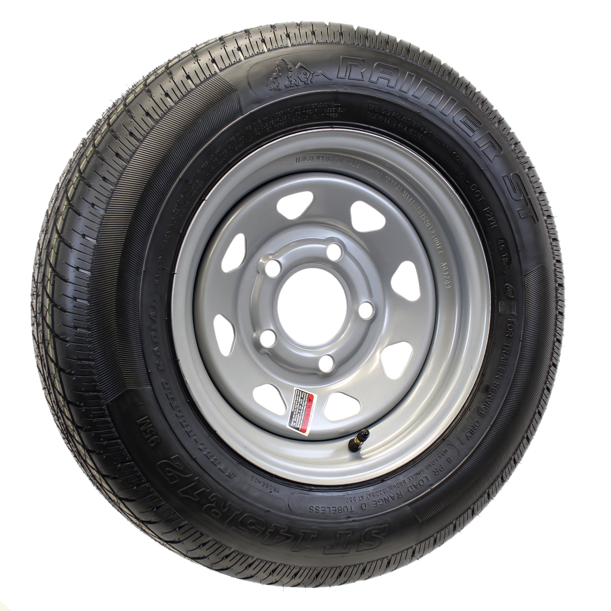 Radial Trailer Tire Rim ST145/R12 145/R12 12 Inch Load E 5 Lug Silver Wheel