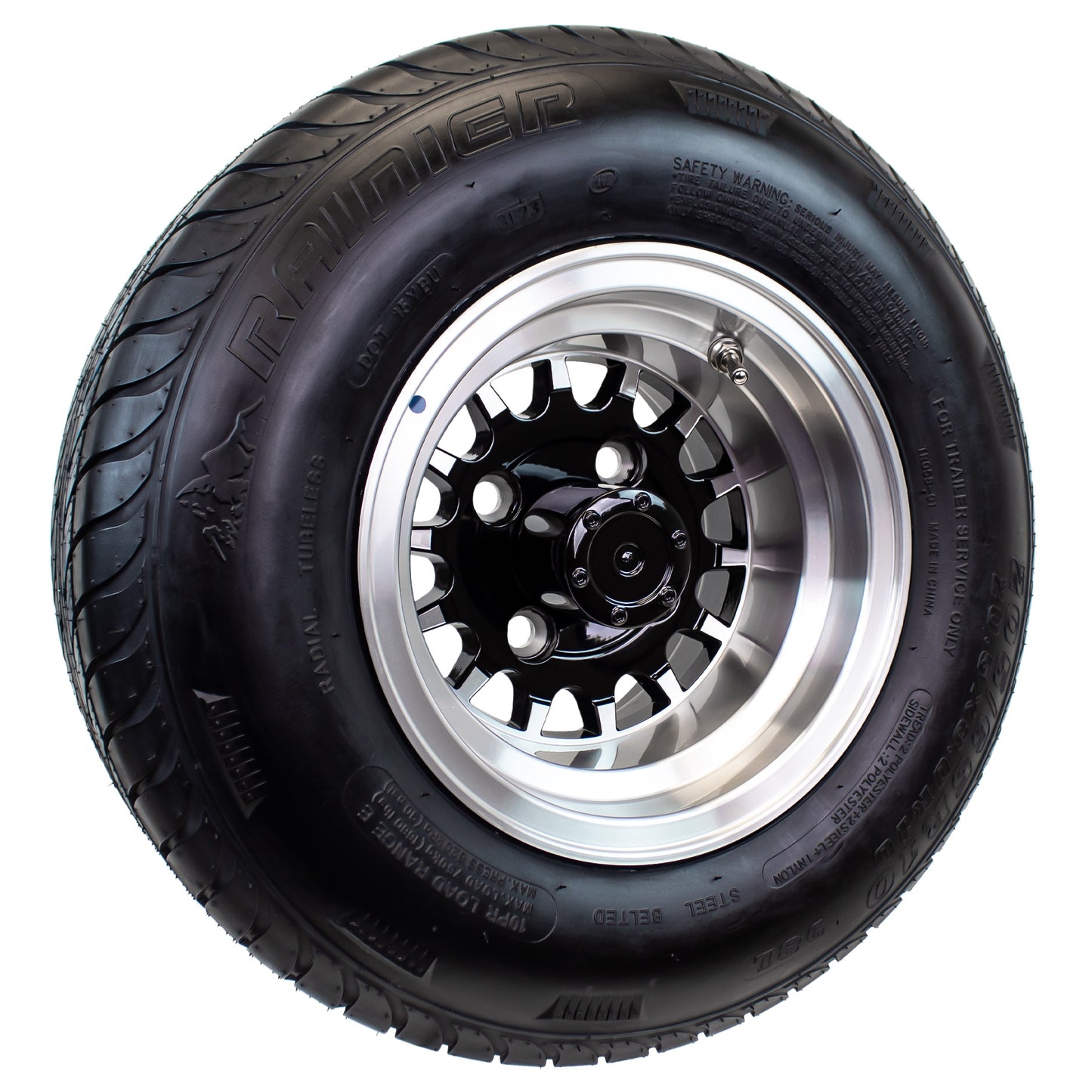 4-Pk 205/65-10 Trailer Golf Cart ATV Offroad Tire On 10X7 Gloss Black Rim A2