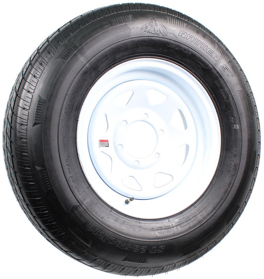 eCustomrim Radial Trailer Tire On Rim ST235/80R16 Load E 6 Lug White Spoke Wheel