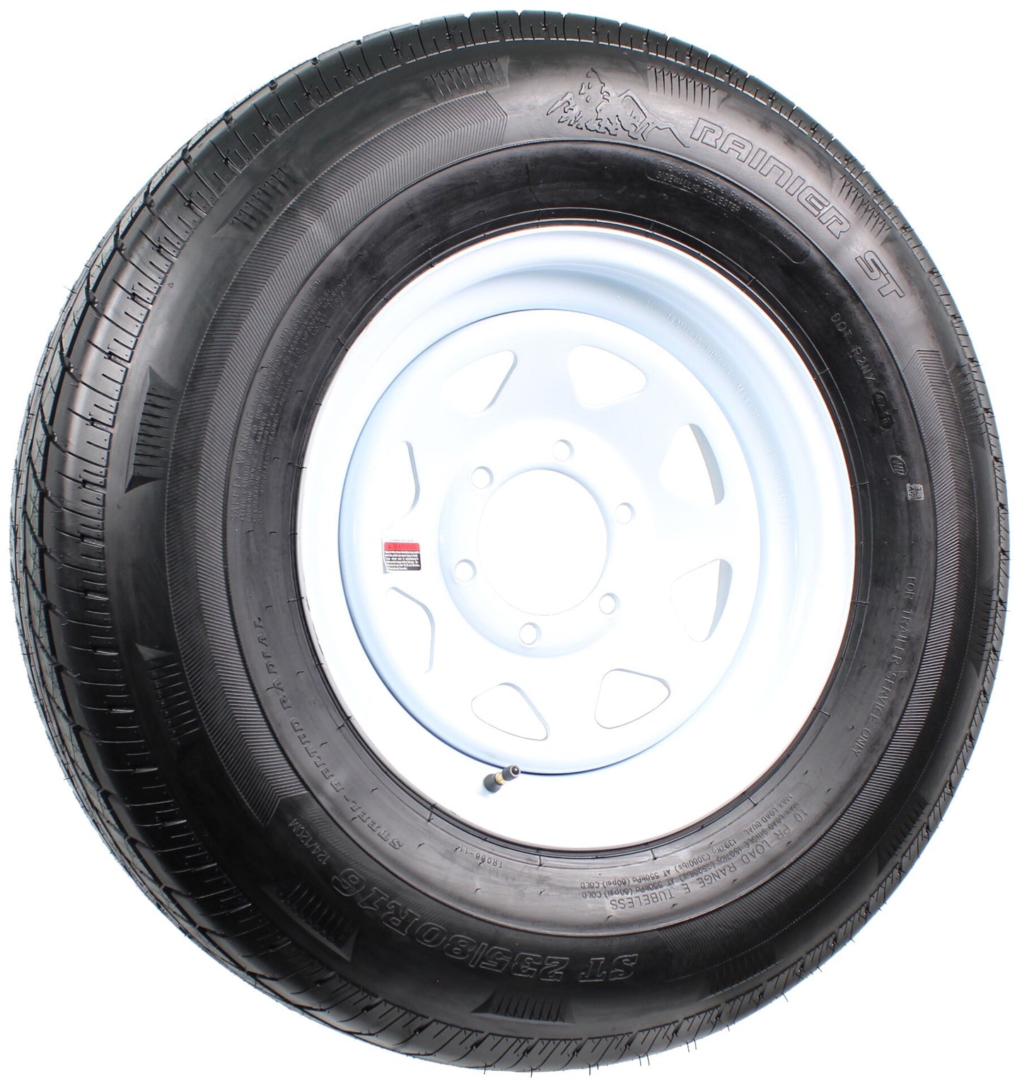 Radial Trailer Tire On Rim ST235/80R16 Load Range E 16" 6 Lug Spoke White Wheel