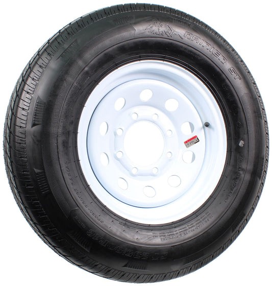 Radial Trailer Tire On Rim ST235/80R16 LRE 16" 8 Lug Modular White Wheel