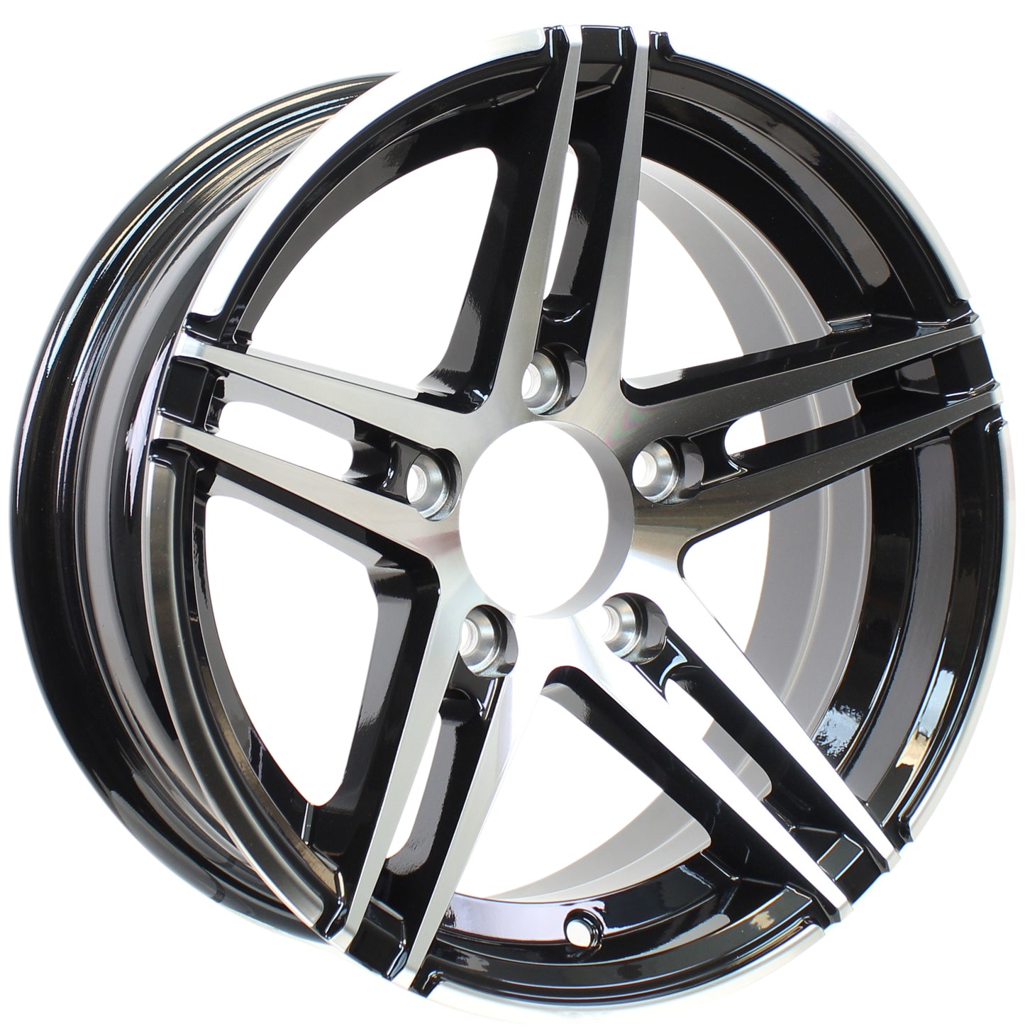 eCustomrim Black Aluminum Spoke Sidewinder Trailer Rim 15X5 Satin Black