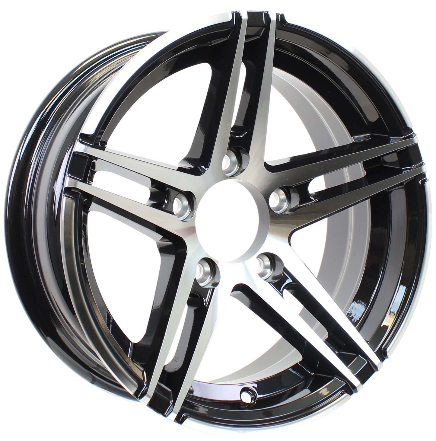 Black Aluminum Spoke Sidewinder Trailer Rim 15 in. x 5 in 15X5 Satin on Black