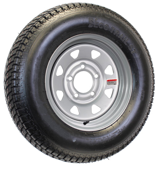 eCustomrim Trailer Tire Silver Spoke Rim ST205/75D14 LRC 5 Lug 4.5 in. 14x5.5