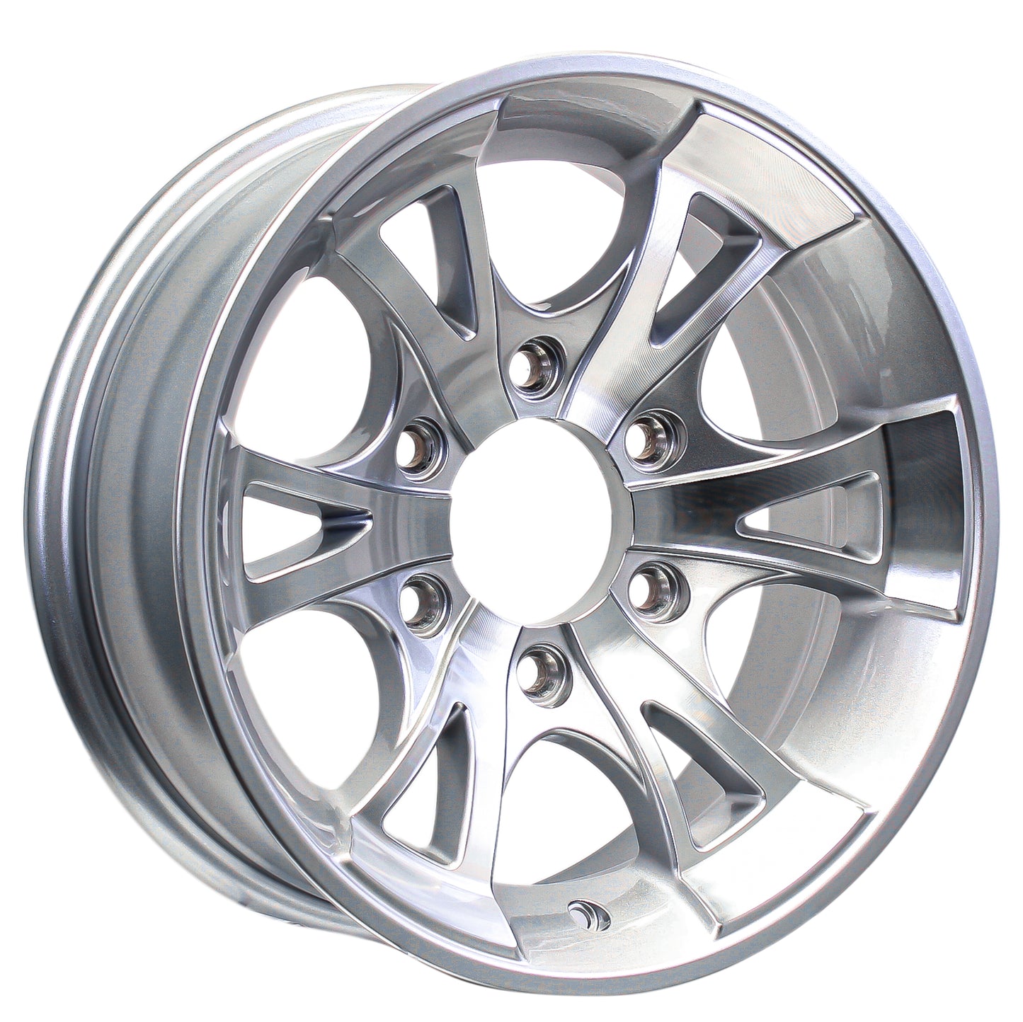 Aluminum Trailer Wheel 15X6 15 Inch A1411 Style Silver Grey 6 Lug On 5.5 Rim