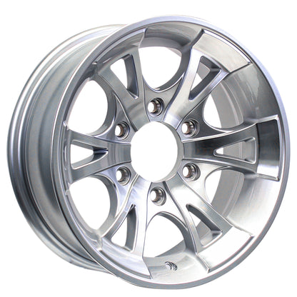 Aluminum Trailer Wheel 15X6 15 Inch A1411 Style Silver Grey 6 Lug On 5.5 Rim