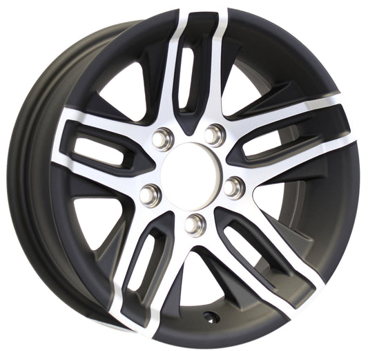 Aluminum Trailer Wheel 14X5.5 5 Lug 4.5 Center Altitude Matte Black Machined Rim