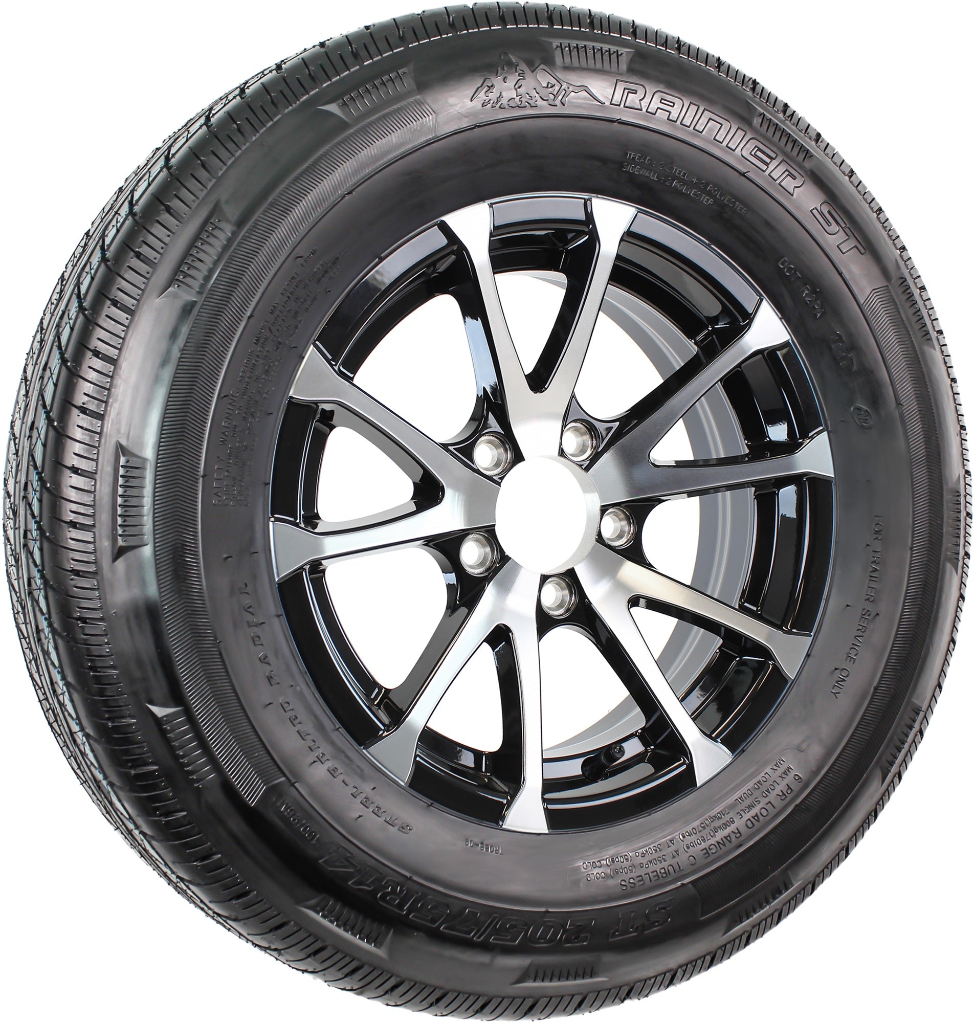 Tire Rim Radial Trailer Tire Rim Assembly ST205/75R15 15 Load D 5 Lug Aluminum ...