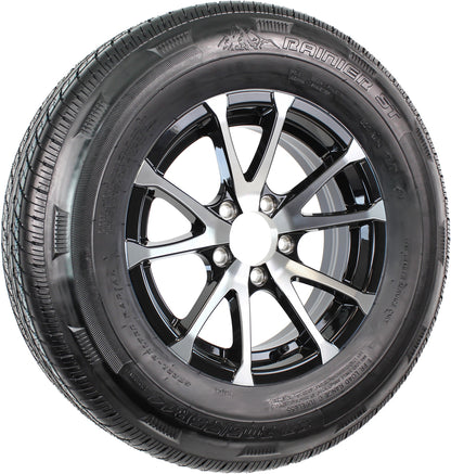 Radial Trailer Tire Rim ST205/75R15 15 Inch LRC 5 Lug Aluminum T07 Black Wheel