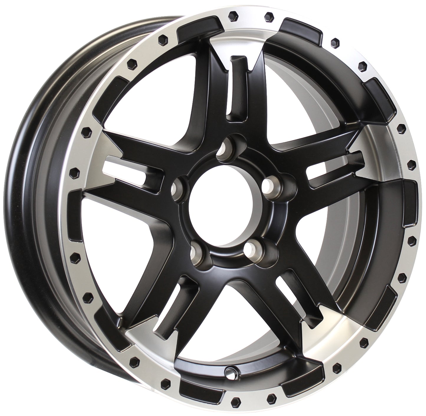 eCustomrim Aluminum Trailer Wheel 14X5.5 5 Lug 4.5 Center Turismo Matte Black
