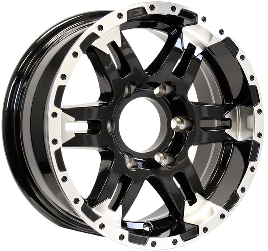 Aluminum Trailer Wheel 15X6 15 X 6 6 Lug 5.5 Center Turismo Black Rim