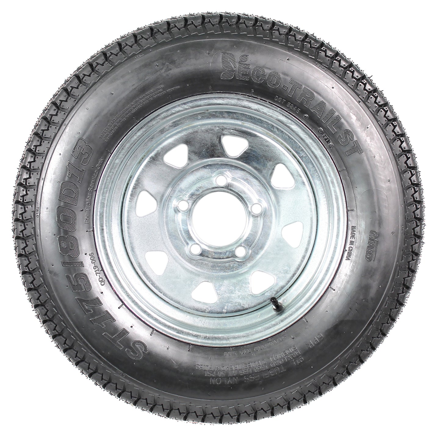 Trailer Tire On Rim ST175/80D13 175/80 D 13 Load C 5 Lug Galvanized Spoke Wheel