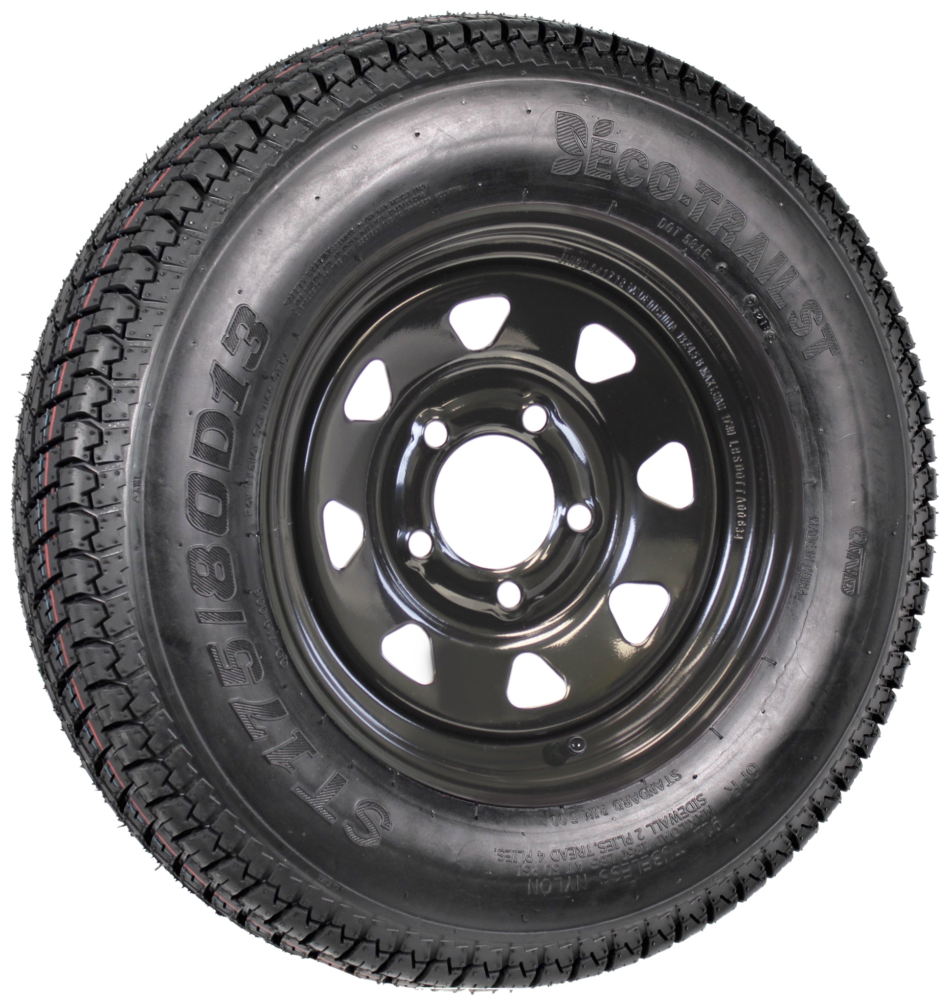 Trailer Tire Rim Assembly ST175/80D13 13 Inch LRC 5 Lug On 4.5