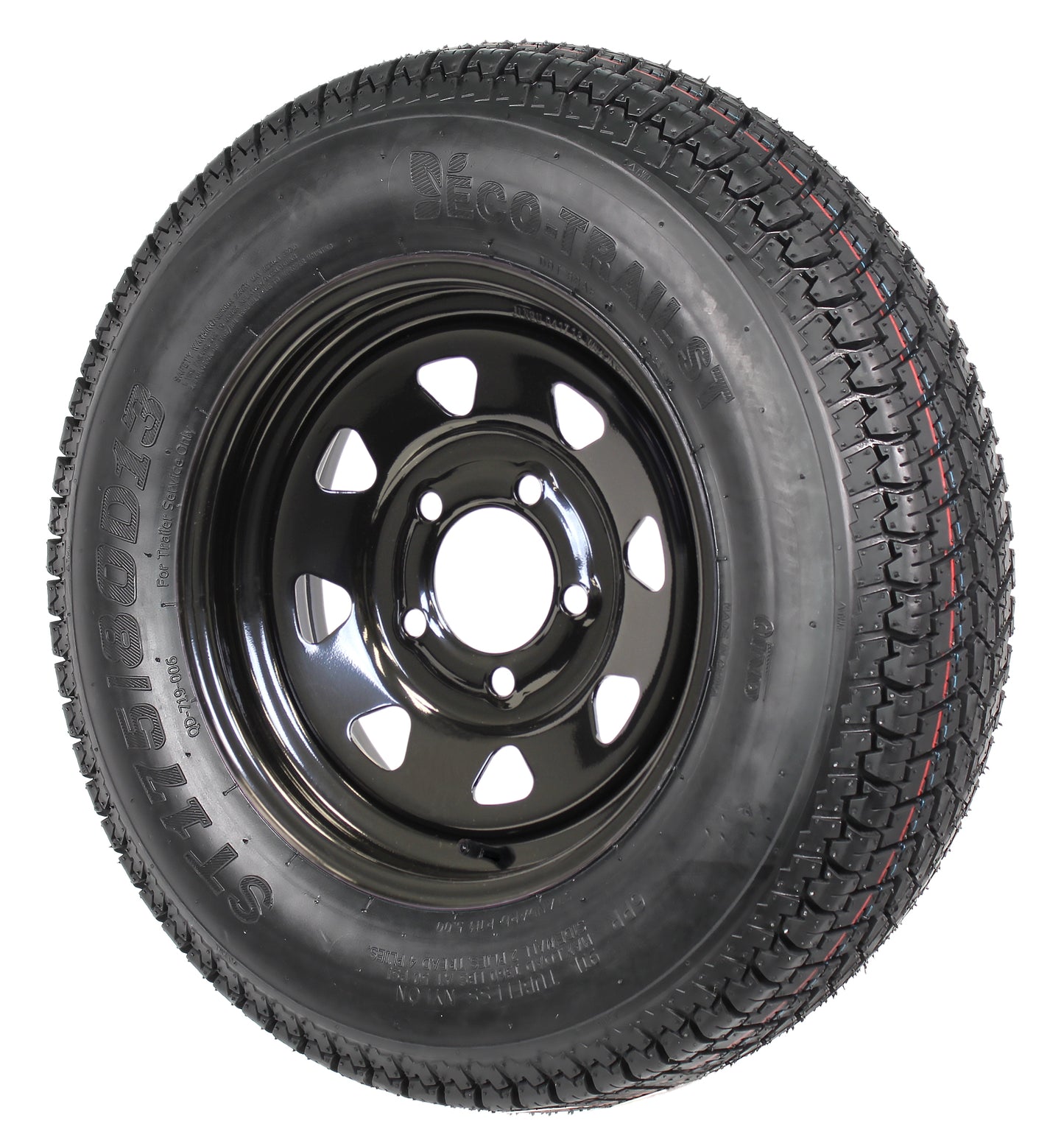 eCustomrim Trailer Tire and Black Spoke Wheel ST175/80D13 LRC 5 Lug 4.5