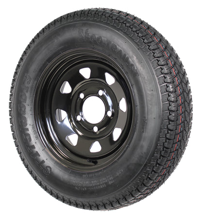 eCustomrim Trailer Tire and Black Spoke Wheel ST175/80D13 LRC 5 Lug 4.5