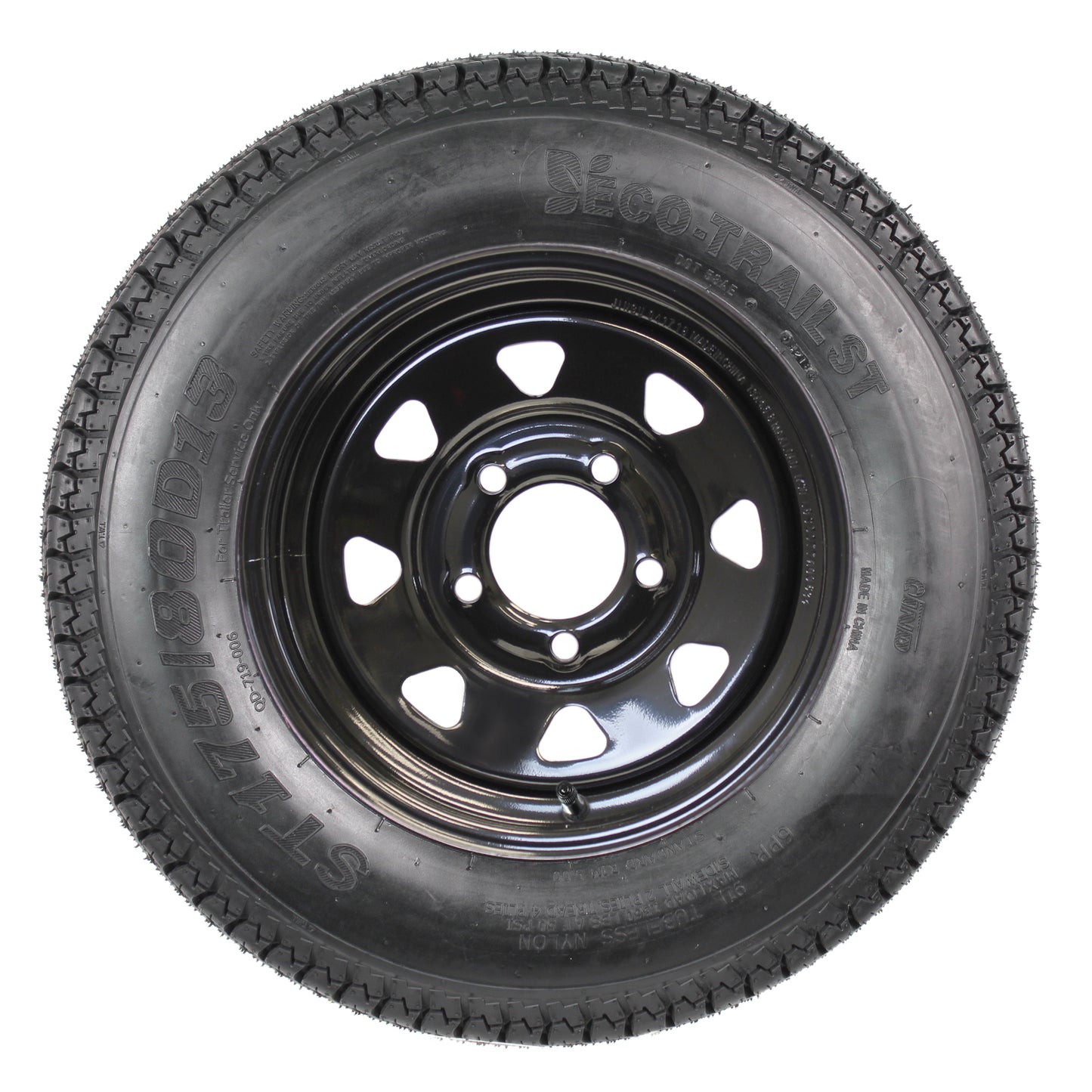 eCustomrim Trailer Tire and Black Spoke Wheel ST175/80D13 LRC 5 Lug 4.5