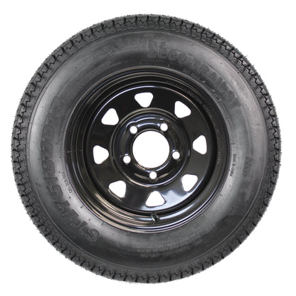 eCustomrim Trailer Tire and Black Spoke Wheel ST175/80D13 LRC 5 Lug 4.5