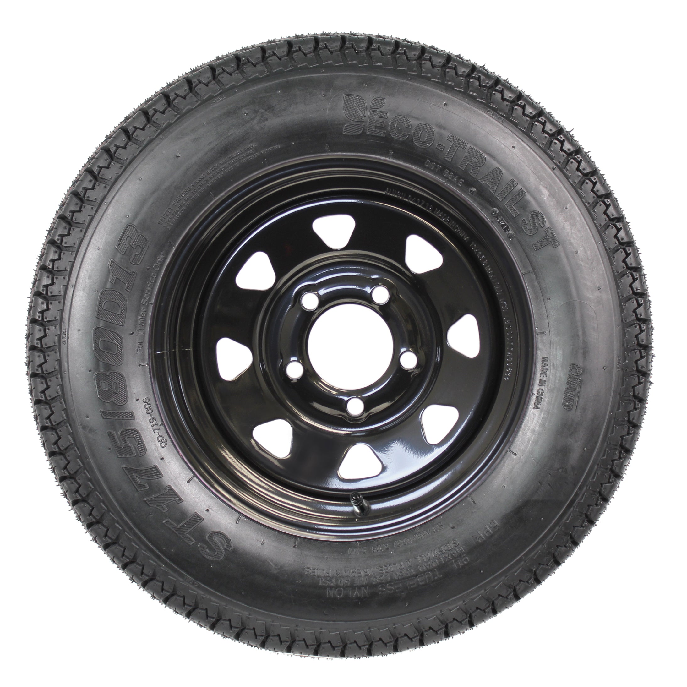 Trailer Tire and Black Spoke Wheel Rim ST175/80D13 C 175/80 Trailer Tire and Black Spoke Wheel Rim ST175/80D13 C 175/80