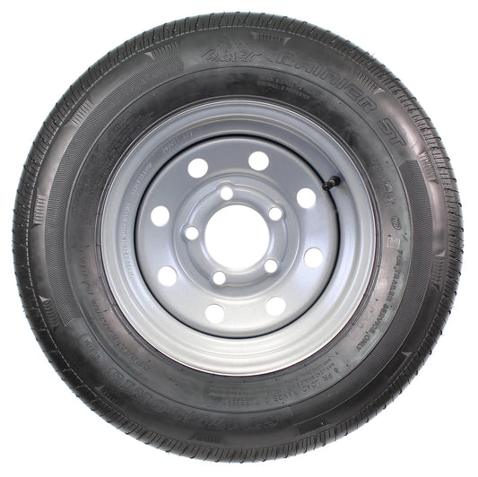 Radial Trailer Tire On Rim ST175/80R13 175/80R-13 13 5 Lug Wheel Silver Modular