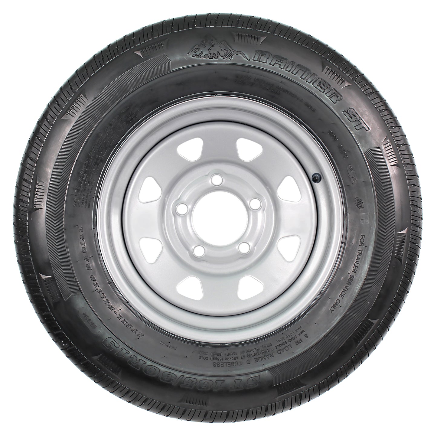 Trailer Tire and Rim ST185/80R13 LRC 1480 Lb. 13X4.5 5-4.5 Silver Spoke Wheel