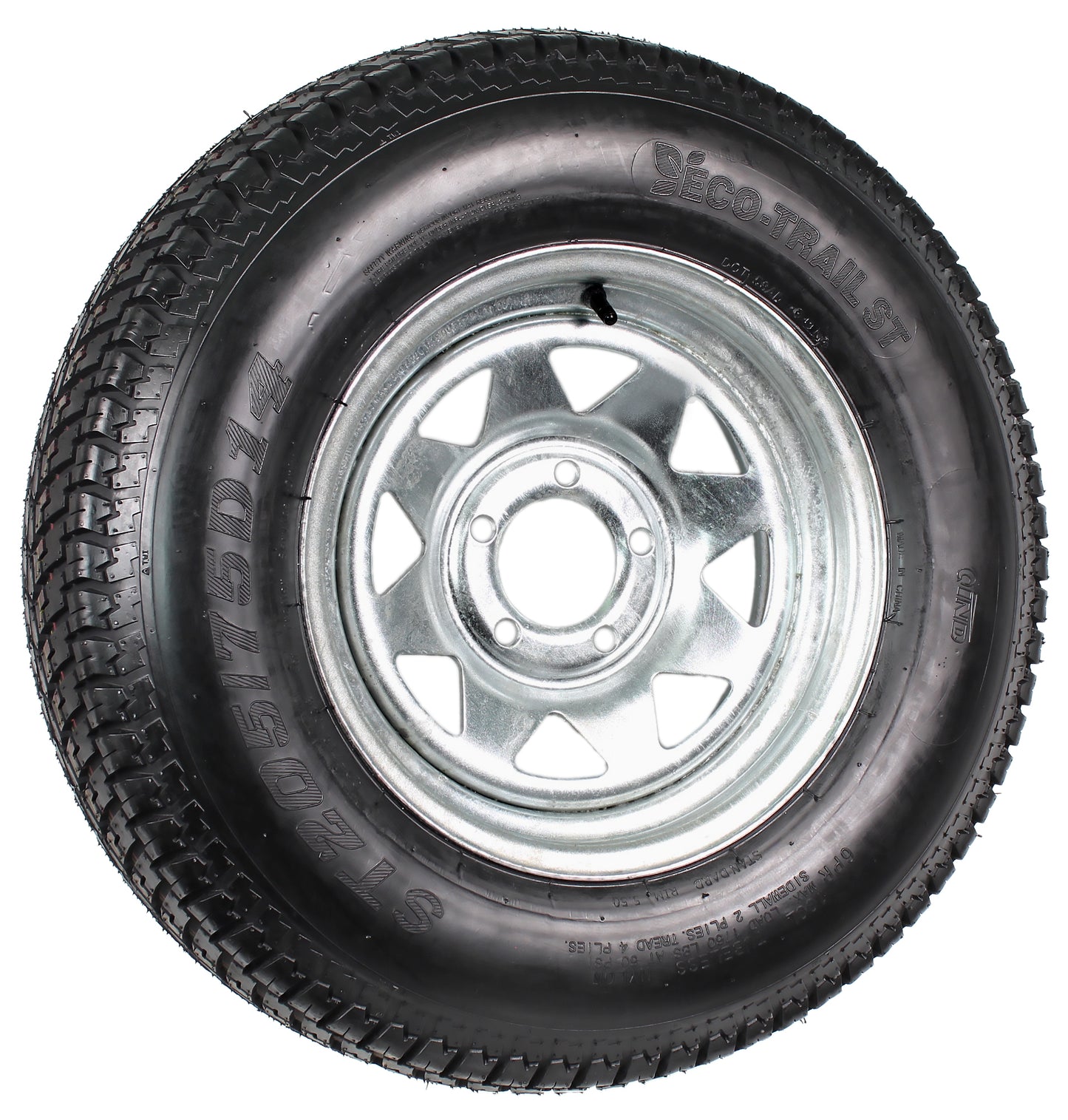 Trailer Tire On Rim ST205/75D14 2057514 F78-14 LRC 5 Lug Galvanized Spoke Wheel