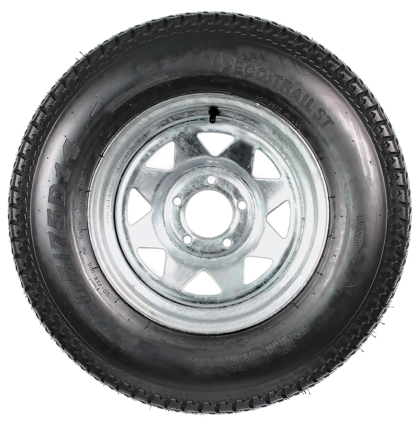 Trailer Tire On Rim ST205/75D14 2057514 F78-14 LRC 5 Lug Galvanized Spoke Wheel