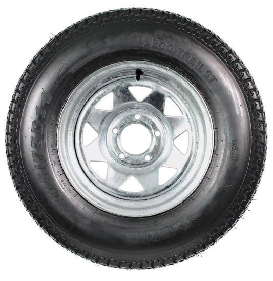 Trailer Tire On Rim ST205/75D14 2057514 F78-14 LRC 5 Lug Galvanized Spoke Wheel