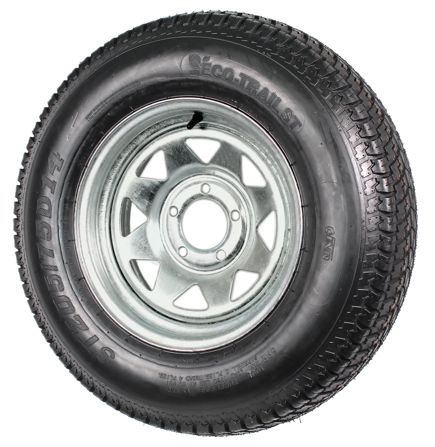 Trailer Tire On Rim ST205/75D14 2057514 F78-14 LRC 5 Lug Galvanized Spoke Wheel