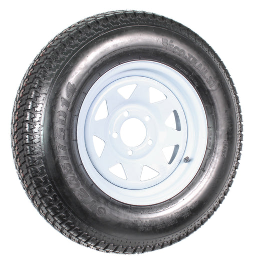 Trailer Tire Rim ST205/75D14 2057514 F78-14 14 in. LRC 5 Lug White Spoke Wheel