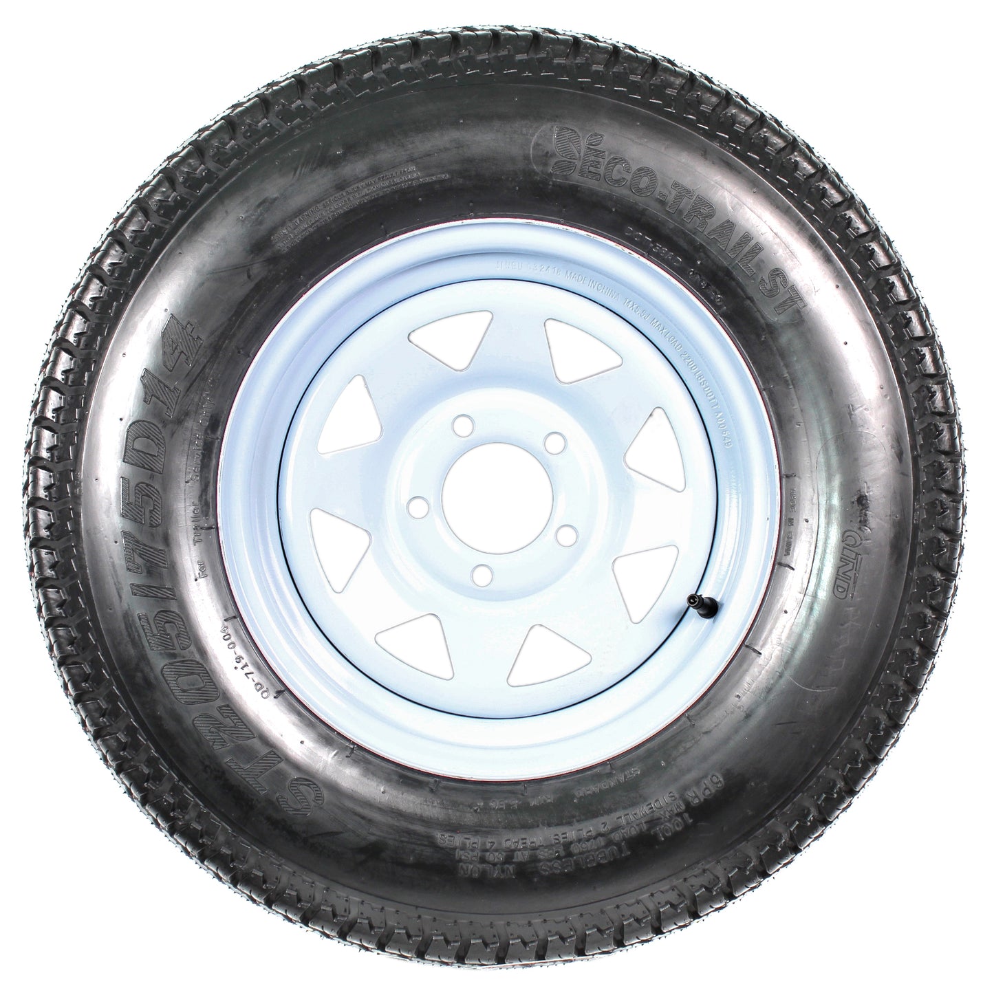 Trailer Tire Rim ST205/75D14 2057514 F78-14 14 in. LRC 5 Lug White Spoke Wheel