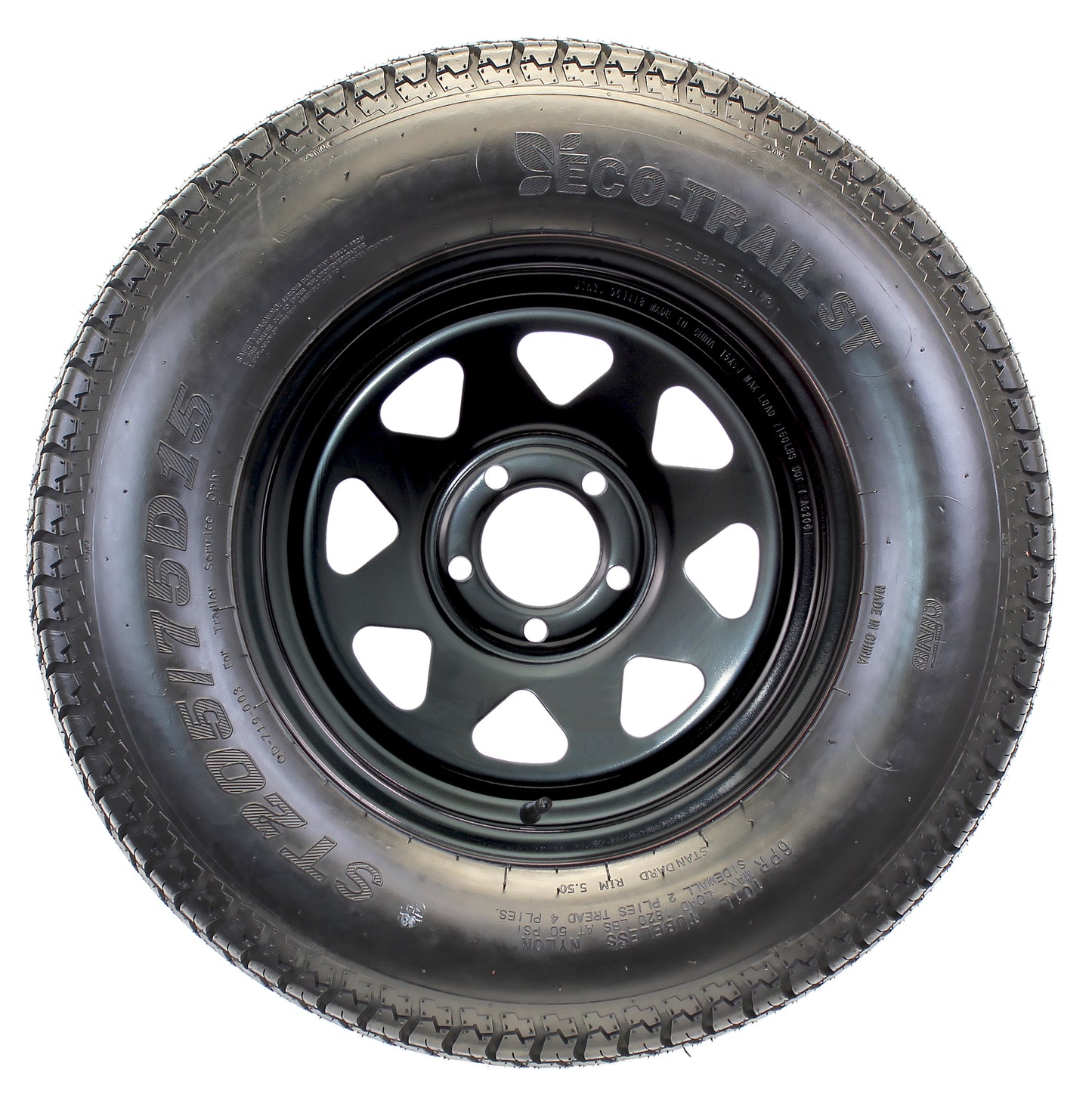eCustomrim Tire On Rim ST205/75D15 15 in. Load C 5 Lug Black Spoke Wheel