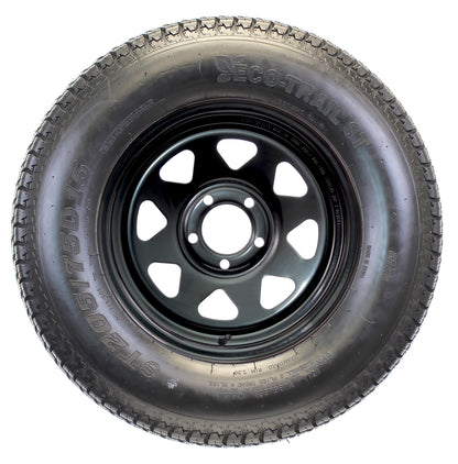 eCustomrim Tire On Rim ST205/75D15 15 in. Load C 5 Lug Black Spoke Wheel