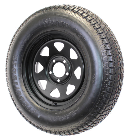 Eco Trailer Tire On Rim ST205/75D15 15 in. Load C 5 Lug Black Spoke Wheel