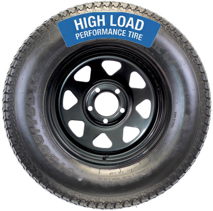 Trailer Tire Rim Assembly ST205/75D15 15 Inch LRC 5 Lug Black Wheel